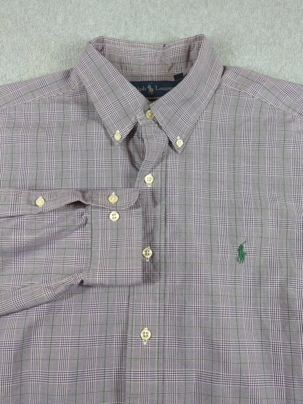 Ralph Lauren Shirt Mens 16.5 Gray Long Sleeve Classic Fit Dress Button Down VTG